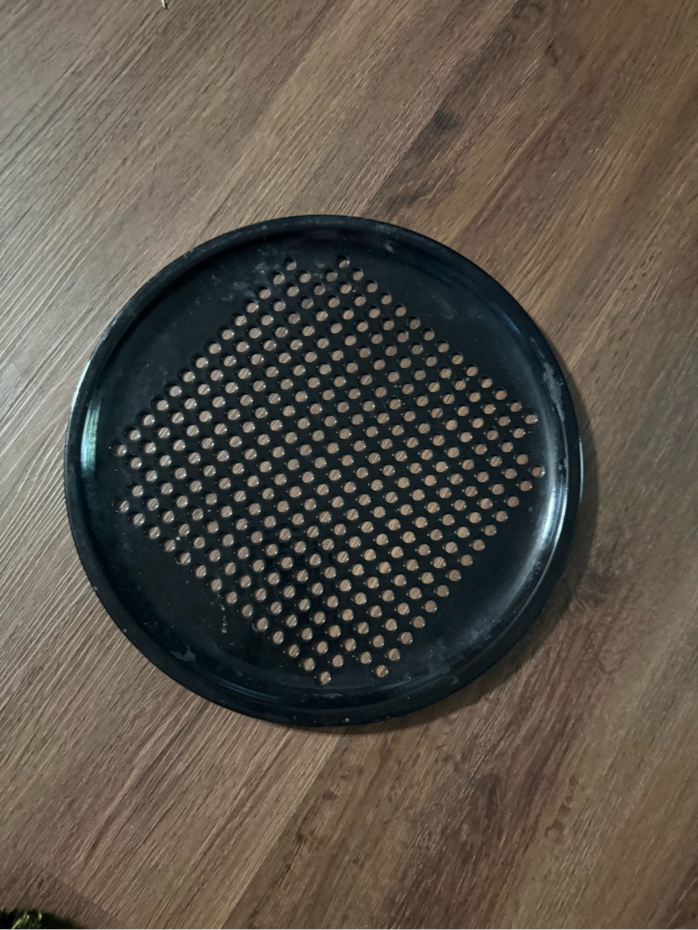 Black Round Perforated Metal Pizza Tray